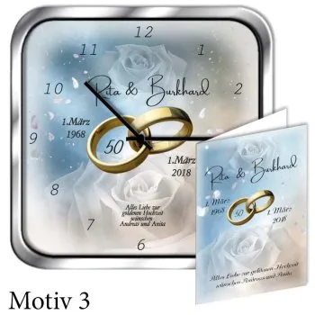 Geschenk zum 50. Hochzeitstag - persönliche Metalluhr eckig